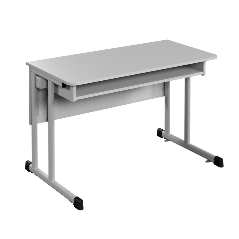 Стіл учн. лаб.,№6, АНШАР ГРУП (100305 HPL), 1200х600х760мм, з розетками, кронштейн для підводу електр. дротів, покриття хім. стійким HPL, плоскоовал.труба